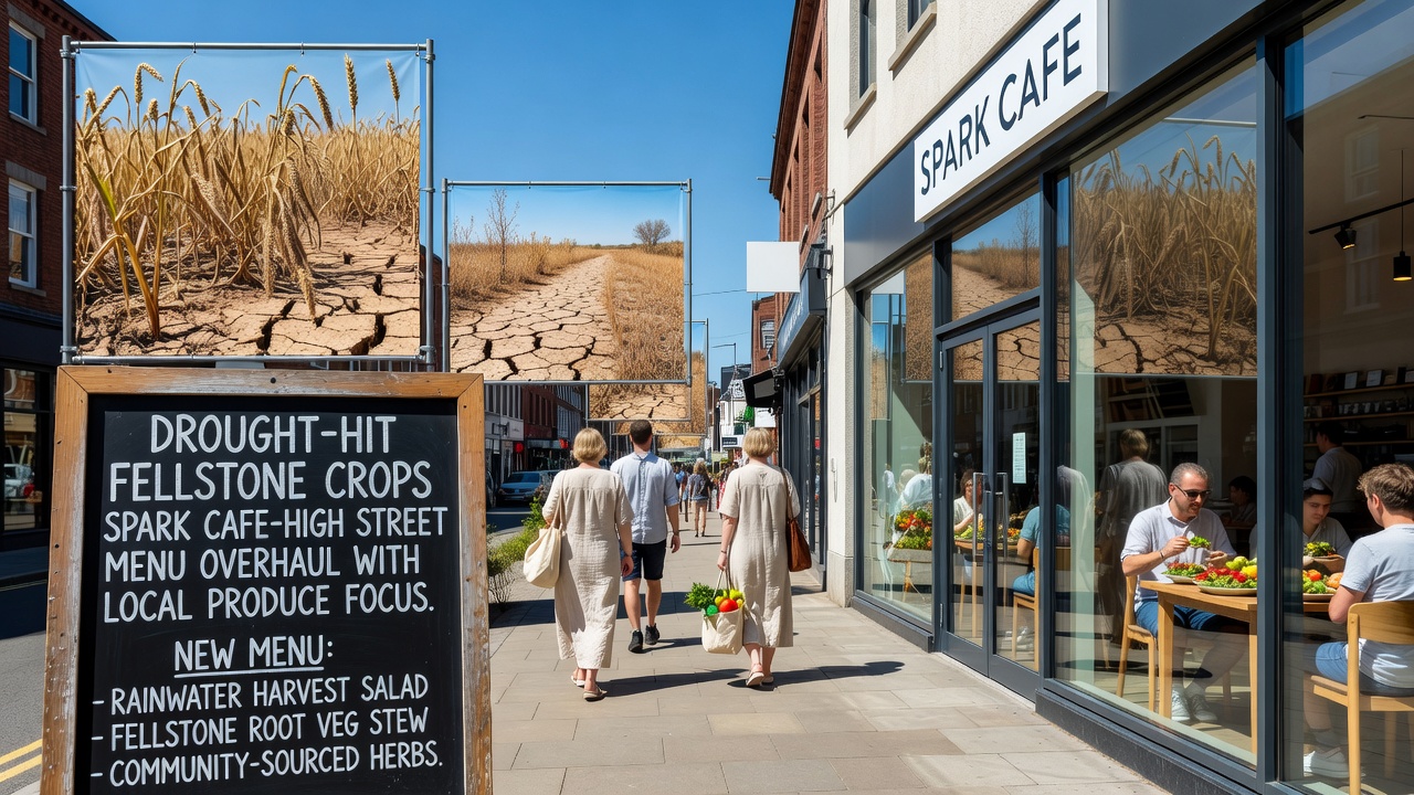 Close-up of a Fellstone cafe kitchen preparing dishes with fresh local vegetables and herbs